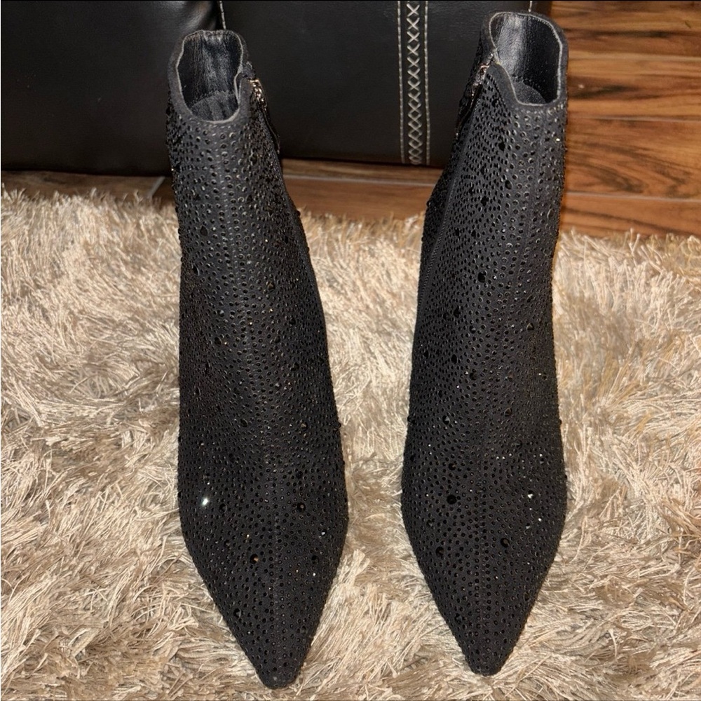 Size 7 black sparkly rhinestone ankle booties
